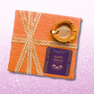 Pegatina Cuadrada Elegante mandala diyas personalizado hindú diwali 