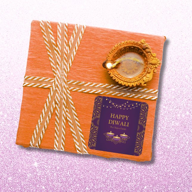 Pegatina Cuadrada Elegante mandala diyas personalizado hindú diwali  (Subido por el creador)