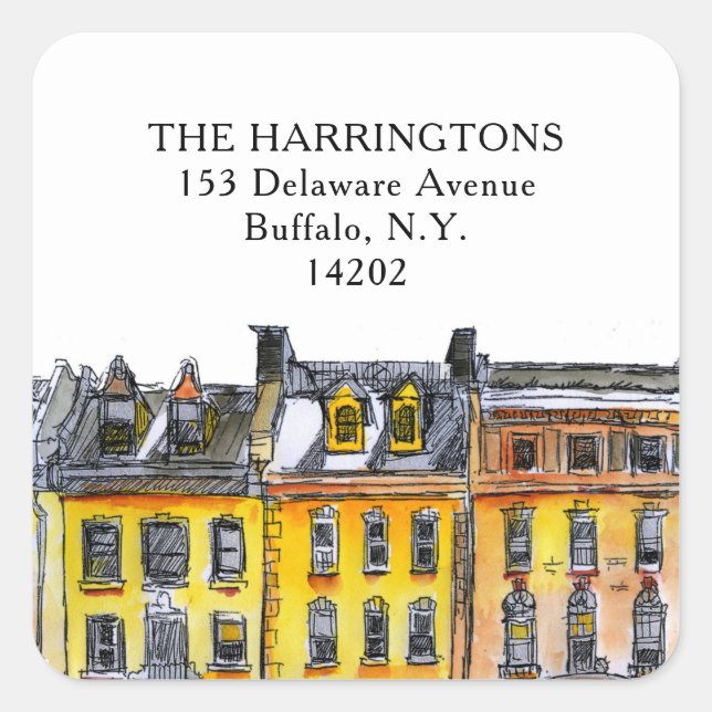 Pegatina Cuadrada Elegante Mano de Fila de Piedra Anaranjada (Anverso)