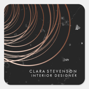 Pegatina Cuadrada Elegante mármol geométrico falso rosa dorado