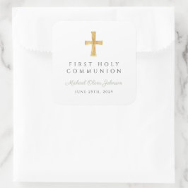 Pegatina Cuadrada Elegante Mascota Verde De La Cruz Verde