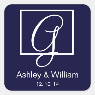 Pegatina Cuadrada Elegante medalla de bodas de la marina