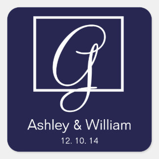 Pegatina Cuadrada Elegante medalla de bodas de la marina
