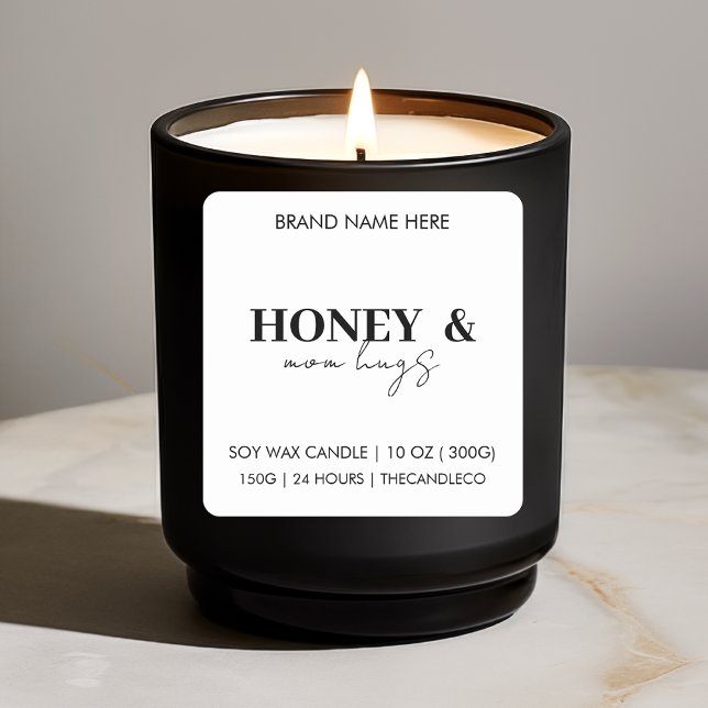 Pegatina Cuadrada Elegante miel y mamá abrazan velas personalizadas (Subido por el creador)