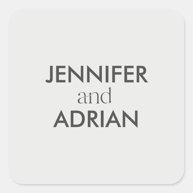 Pegatina Cuadrada Elegante Minimal Moderno Boda Envelope Square Sti (Anverso)