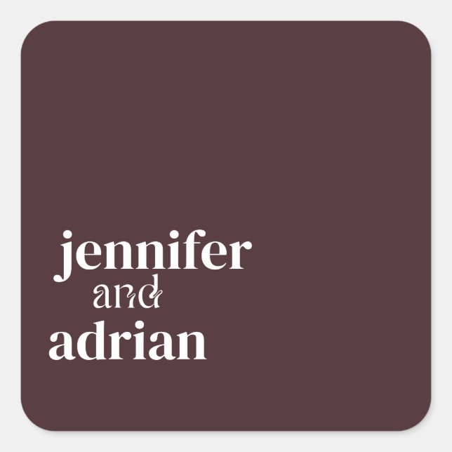 Pegatina Cuadrada Elegante Minimal Moderno Boda Envelope Square Sti (Anverso)