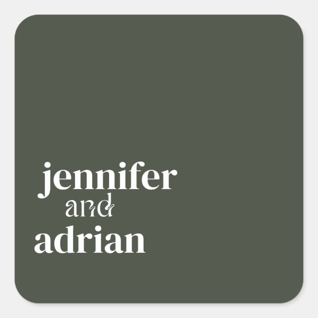 Pegatina Cuadrada Elegante Minimal Moderno Boda Envelope Square Sti (Anverso)