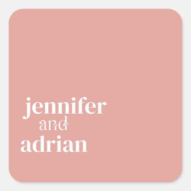 Pegatina Cuadrada Elegante Minimal Moderno Boda Envelope Square Sti (Anverso)