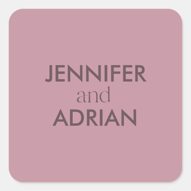 Pegatina Cuadrada Elegante Minimal Moderno Boda Envelope Square Sti (Anverso)