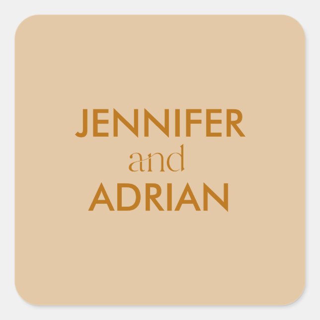 Pegatina Cuadrada Elegante Minimal Moderno Boda Envelope Square Sti (Anverso)