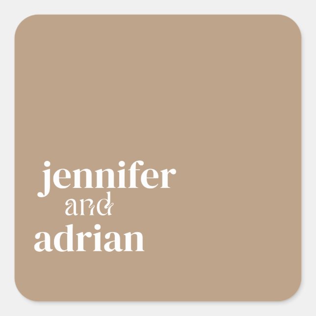 Pegatina Cuadrada Elegante Minimal Moderno Boda Sobre Cuadrado S (Anverso)