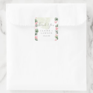 Pegatina Cuadrada Elegante minimalista Moderno Gracias Ronda Clásica