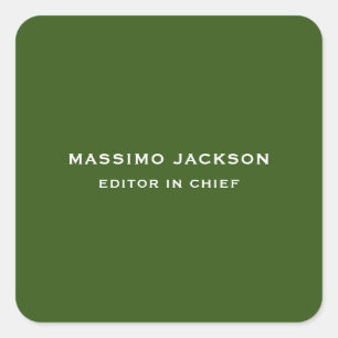 Pegatina Cuadrada Elegante minimalista simple chic verde bosque llan