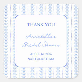 Pegatina Cuadrada Elegante Moda Azul Costa Azul Ducha Bridal Gracias