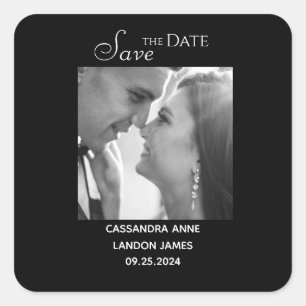 Pegatina Cuadrada Elegante Moda de fotografía negra de tipografía el