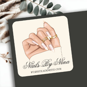 Pegatina Cuadrada Elegante Moda Nail Salon Manicurist Business