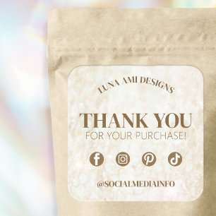 Pegatina Cuadrada Elegante Moderno De Lujo Gracias