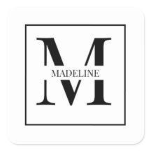 Elegante Monograma Blanco Personalizado Moderno