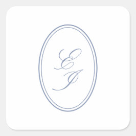 Pegatina Cuadrada Elegante Monograma de Letra Script Adhesiva para B