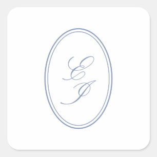 Pegatina Cuadrada Elegante Monograma de Letra Script Adhesiva para B