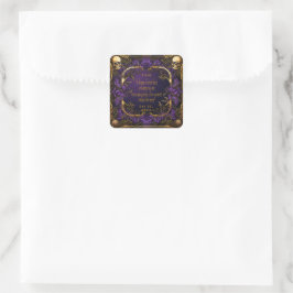 Pegatina Cuadrada Elegante Monogramado Amor Spell Boda Gótico