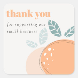 Pegatina Cuadrada Elegante Naranja Cute Negrita Fruity Gracias Pedid