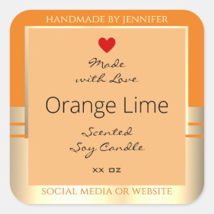 Pegatina Cuadrada Elegante Naranja de etiquetas de embalaje de produ