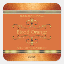 Elegante Naranja Etiquetas de productos de oro Pur