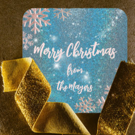 Pegatina Cuadrada Elegante Navidades del Blue Luxury Winter Wonderla