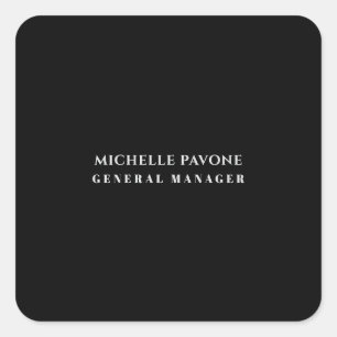 Pegatina Cuadrada Elegante Negro y Gris Simple Sencillo Profesional