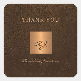 Pegatina Cuadrada Elegante nombre de monograma elegante dorado graci