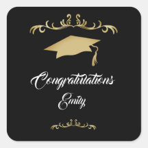 Elegante Ornamento de Oro Felicidades Graduado