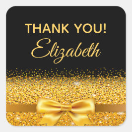 Pegatina Cuadrada Elegante oro negro gracias