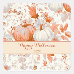 Pegatina Cuadrada Elegante otoño chinoiserie Halloween