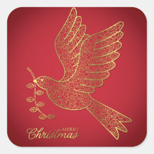 Pegatina Cuadrada Elegante paloma de filigre