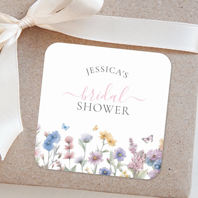 Pegatina Cuadrada Elegante Pastel Flores Silvestres Verdor Ducha de  (Subido por el creador)