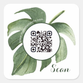 Pegatina Cuadrada Elegante Pegatinas Floral QR Code Business Square