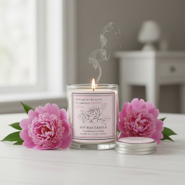 Pegatina Cuadrada Elegante Peony Bliss Soy Wax Candle Business Stick (Subido por el creador)