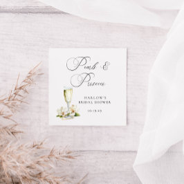 Pegatina Cuadrada Elegante Perlas y Prosecco Despedida de Soltera 