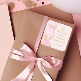 Pegatina Cuadrada Elegante Personalizado de Agate de Oro Rosa de Con