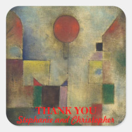 Pegatina Cuadrada Elegante Personalizado "Globo Rojo"