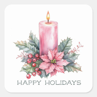 Pegatina Cuadrada Elegante PERSONALIZADO Navidades de acuarela