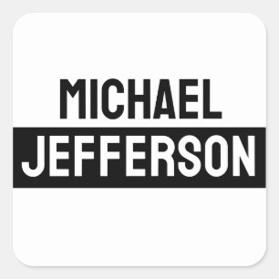 Pegatina Cuadrada Elegante Personalizado personalizado blanco negro