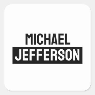 Pegatina Cuadrada Elegante Personalizado personalizado blanco negro