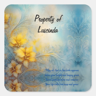 Pegatina Cuadrada Elegante placa de identificación/biblioteca Delica