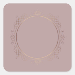 Pegatina Cuadrada Elegante plantilla en blanco de oro rosa Agrega tu
