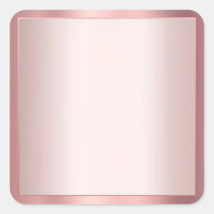 Pegatina Cuadrada Elegante plantilla en blanco de oro rosa Agrega tu