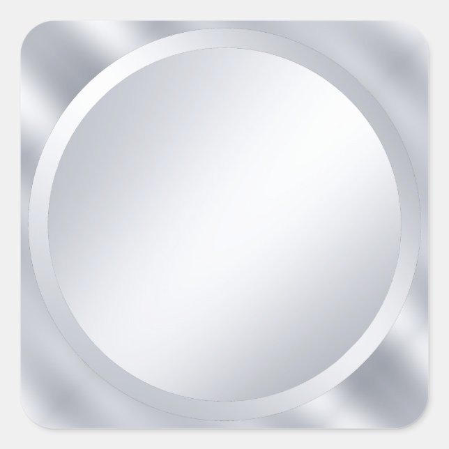 Pegatina Cuadrada Elegante plantilla en blanco de plata metálica per (Anverso)