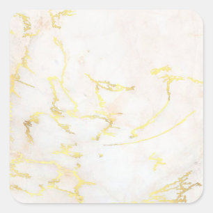 Pegatina Cuadrada Elegante plantilla en blanco mármol dorado Agregue