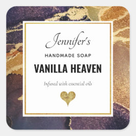 Pegatina Cuadrada Elegante producto artístico de mármol dorado